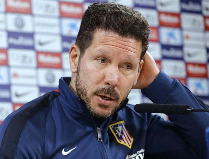 Diego Simeone, durante la rueda de prensa posterior al entrenamiento 