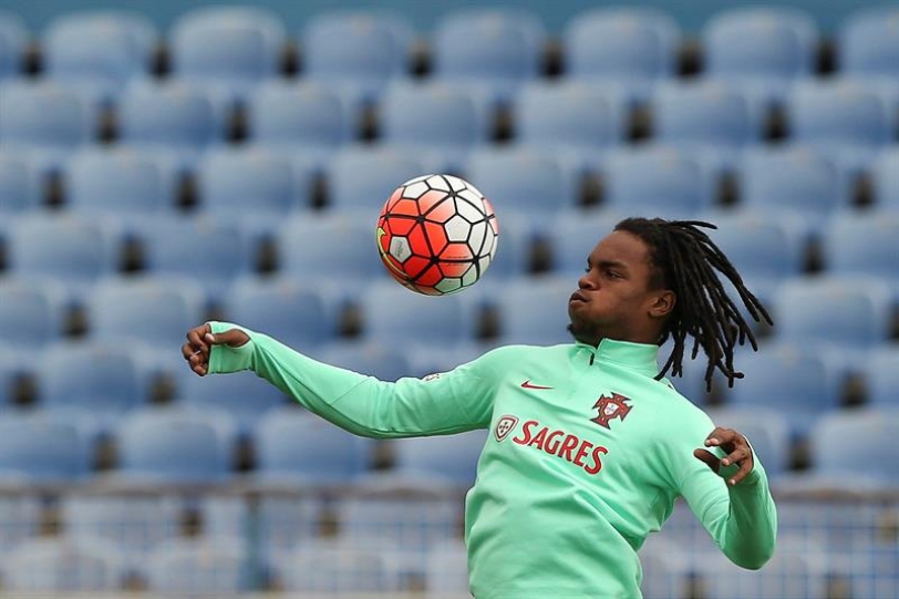 Renato Sanches durante un entrenamiento en el estadio de Restelo, en Lisboa, Portugal, 26 de Marzo el año 2016
