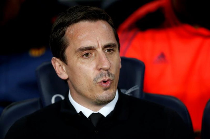 Gary Neville, durante el partido de ida de las semifinales de la Copa del Rey