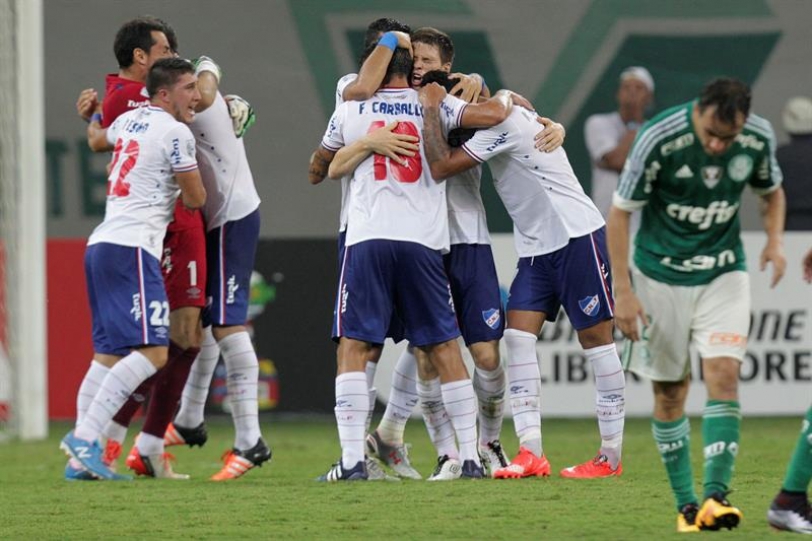 Los jugadores de Nacional celebran su victoria ante Palmeiras