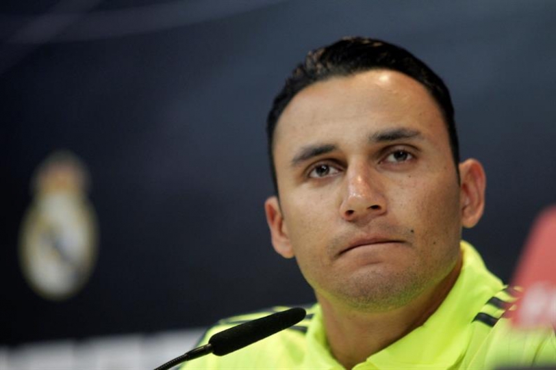 Keylor Navas durante la rueda de prensa posterior al entrenamiento del equipo
