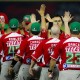 Jugadores de los Naranjeros de Hermosillo de México celebran su victoria Jugadores de los Naranjeros de Hermosillo de México celebran su victoria